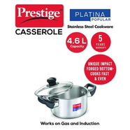 Prestige Platina Popular Casserole Pot 22 cm diameter 4.6 L capacity with Lid.