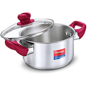 Prestige Platina Popular Stainless Steel Gas and Induction Casserole With Glass Lid 5.5Ltr. 240 mm