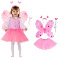 Princess Fairy Butterfly Pari Costume Dress for Kids Girls Barbie Angel Dress Pori jama- 1set