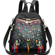 Printed New High Capacity Female Waterproof College Backpack,Trendy Women, Travel Laptop School Bags - Black