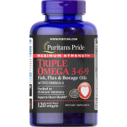 Puritan’s Pride Maximum Strength Triple Omega 3-6-9 Fish Flax and Borage Oils 120 Softgels