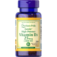 Puritan’s Pride Vitamin D3 25mcg (1000 IU) 200 Softgels