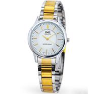 Q And Q Two Tone White Analog Dial Ladies Watch - Q949J401Y 