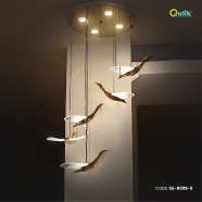 Qulik Modern Chandelier Hanging Acrylic Cable 5 Head LED Ceiling Light - QL-8599-5