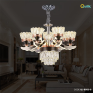Qulik Modern Nordic Candle Crystal Chandelier Decoration Pendant Hanging Single Layer 3 Color LED Ceiling Light - QL-8852-8