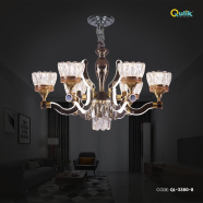 Qulik Modern Nordic Candle Crystal Chandelier Decoration Pendant Hanging Single layer 3 color LED Ceiling Light - QL-3380-8
