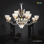 Qulik Modern Nordic Candle Crystal Chandelier Decoration Pendant Hanging Double Layer 3 Color LED Ceiling Light - QL-3380-8-4