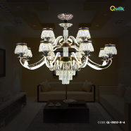Qulik Modern Nordic Candle Crystal Chandelier Decoration Pendant Hanging Double Layer 3 Color LED Ceiling Light - QL-8832-8-4