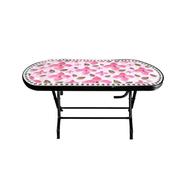 RFL Dining Table 6 Seat Semi Oval S/L Print Pink-Black - 880981