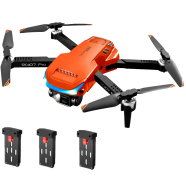RG107 Pro RC Drone With 3 Side Obstacle Avoidance Device | UAV With HD 4K Dual Camera, Optical Flow Positioning, ESC Quadcopter | Mini Double Battery, Lens Included (drone_4k_dualcam_rg107_orange) Orange - 277626838