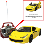 Rc Rechargeable Car Jack Royal 2.4Ghz Radio Control Ferrari 458 Super Car (Big Size) (Yellow)