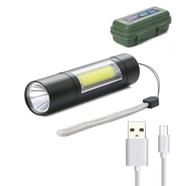 Rechargeable Flashlight Torch LED USB Portable Torch 3 Modes Mini Camping Lighting Torch Light image