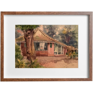 Restaurant in Dhanmondi lake watercolor - (20x14)inches icon