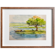 Riverscape Watercolor - (16x13)inches