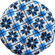 Round Chair Cushion, Cotton Fabric, Blue And Black 16x16 Inch - 79304 icon