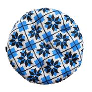 Round Chair Cushion, Cotton Fabric, Blue And Black 18x18 Inch - 79305