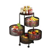 Round Floor 4-Tier Rolling Fruit and Vegetable Basket Storage Shelf Vegetable Rack