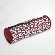 Round Pouch Bag Maroon And White 9x4 Inch - 33312