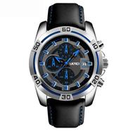SKMEI 3 Chronograph Luxury Stylish Quartz Leather Straps Waterproof Wrist Watch For Men - 9156