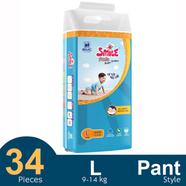 SMC Smile Pant System Baby Diaper (Size-L) (34Pcs) (9-14kg)