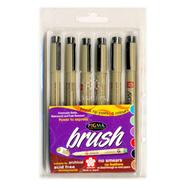 Pigma Sakura Micron Brush Color Ink - (6 Pcs) 