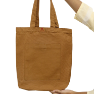 Samia Craft Brown Canvas Tote Bag Exclusive Design with Outside Pocket