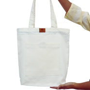 Samia Craft WF1P White Canvas Tote Bag Exclusive Design with Outside Pocket