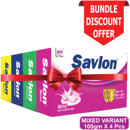 Savlon Soap 100 gm 4 Pcs Mixed Combo (Mild, Fresh, Antiseptic and Lemon Burst) - AN7R, AN7I, AN7N, AN1J