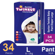 Savlon Twinkle Pant System Baby Diaper (Size L) (8-15 kg) (34 Pcs) - HPCO