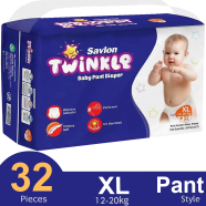 Savlon Twinkle Pant System Baby Diaper (Size XL) (12-20 kg) (32 Pcs) - HPCP