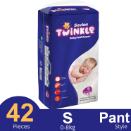 Savlon Twinkle Pant System Baby Diaper (Size S) (0-8 kg) (42 Pcs) - HPCM