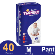 Savlon Twinkle Pant System Baby Diaper (Size M) (6-12 kg) (40 Pcs) - HPCN