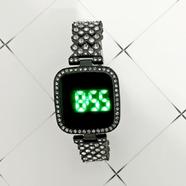 Screen Touch LED Display Stainless steel Stone Women Watch