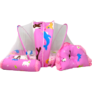 Sea Animal Baby Bed With Mosquito Net and Pillow Pink icon