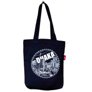 Sevendays Dhaka Line (Print Round) Black Canvas Tote Bag with Inside Pocket