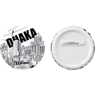 Sevendays Dhaka Line White Button Pin Badge - 10 Pcs icon