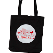 Sevendays Red Lines (Red and White) (Round) Black Canvas Tote Bag