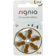 Signia Hearing Aid Battery Size 312, Pack of 6 Batteries