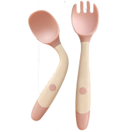 Silicone Baby Bendable Spoon Fork Utensils Set 2 Pcs Pink