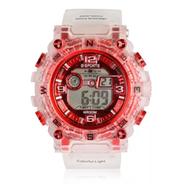 Silicone Boys Digital Sports Red Watch Fashionable Sports Watch For Men-White - W14