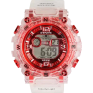 Silicone Boys Digital Sports Red Watch Fashionable Sports Watch For Men-White - WR30M