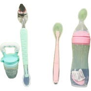 Silicone Rice Spoon Feeder Plus Two Head Spoon Plus Slicone Spoon Plus Fruit Feeder, Full Set of Tools Package - 120 ml