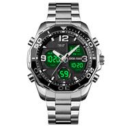 Skmei Stainless Steel Dual Time Sport Watch For Men - Silver - 1649