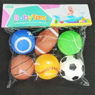 Soft PVC Food Grade Rubber Baby Toys Ball With Whistle. Gift Balls For Toddlers (foam_ball_6pc_m1) Model-1 - 132156368 icon