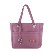 Baggi Solid Color Tote Handbag With 2 Chambers - BGI (Lavender)