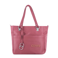 Solid Color Tote Handbag With 2 Chambers - BGI (Rouge)