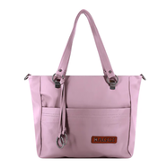 Solid Color Tote Handbag With 2 Chambers - BGI (Mauve)