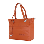 Baggi Solid Color Tote Handbag With 2 Chambers - BGI (Brown)