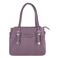 Solid Color Tote Handbag With 3 Chambers - AHB (Lavender)