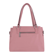 Solid Color Tote Handbag With 3 Chambers - AHB (L.Pink)